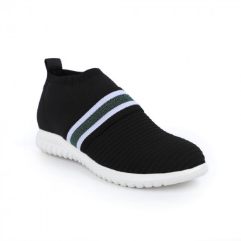 "NORI" FLY-KNIT LOW BOOTIE SNEAKER WITH WIDE ELASTIC BAND